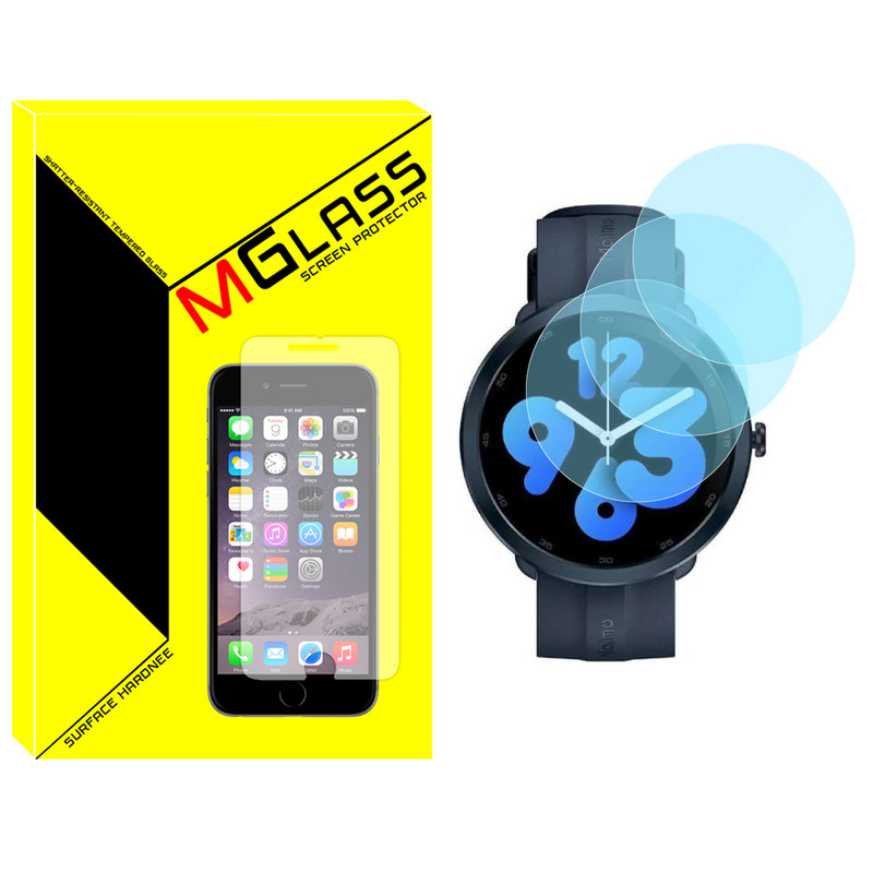 محافظ صفحه نمایش شیشه‌ای ام‌گلس مدل Glass-MG مناسب برای ساعت هوشمند میمو Watch R بسته سه عددی