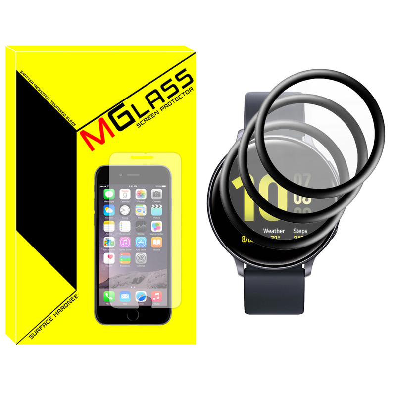 محافظ صفحه نمایش نانو ام‌گلس مدل Pmma-MG مناسب برای ساعت هوشمند سامسونگ Galaxy Watch Active 44mm بسته سه عددی