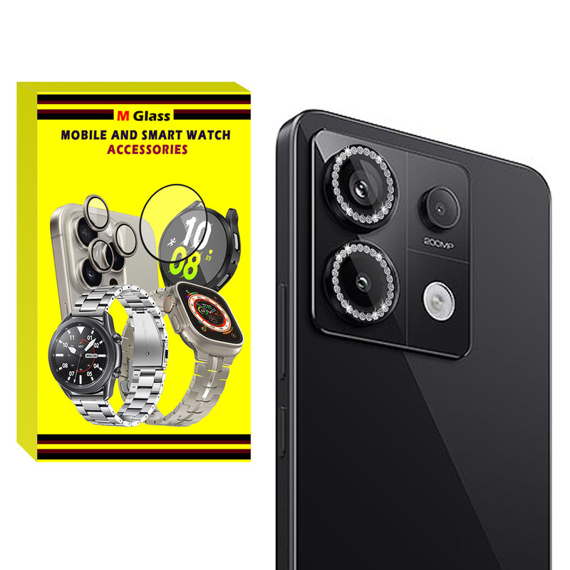 محافظ لنز دوربین رینگی ام‌گلس مدل Diamond Protector مناسب برای گوشی موبایل شیائومی Redmi Note 13 Pro 5G
