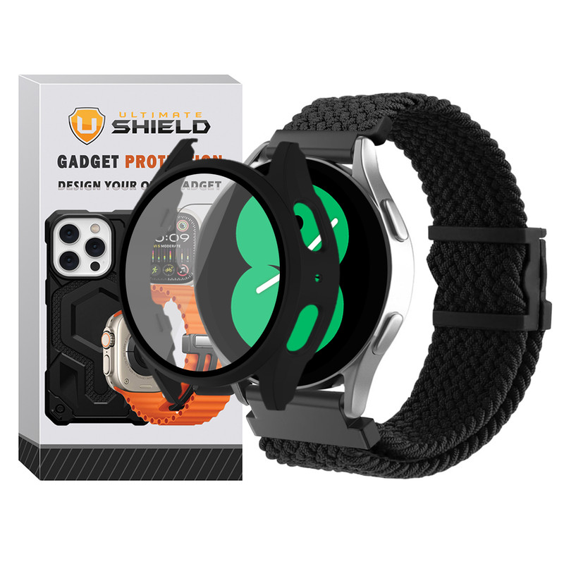 بند آلتیمیت شیلد مدل Braided_Mag_GRD مناسب برای ساعت هوشمند سامسونگ Galaxy Watch 4 40mm / 5 40mm به همراه کاور