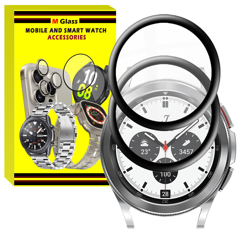 محافظ صفحه نمایش نانو ام‌گلس مدل GLS_Pmma مناسب برای ساعت هوشمند سامسونگ Galaxy Watch 4 Classic 42mm بسته دو عددی