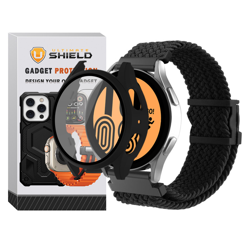 بند آلتیمیت شیلد مدل Braided_Mag_GRD مناسب برای ساعت هوشمند سامسونگ Galaxy Watch 4 40mm به همراه کاور