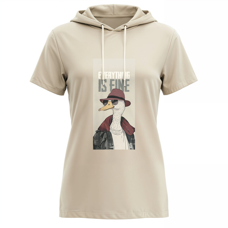 تی‌شرت کلاه‌دار آستین کوتاه زنانه مدل 14040510