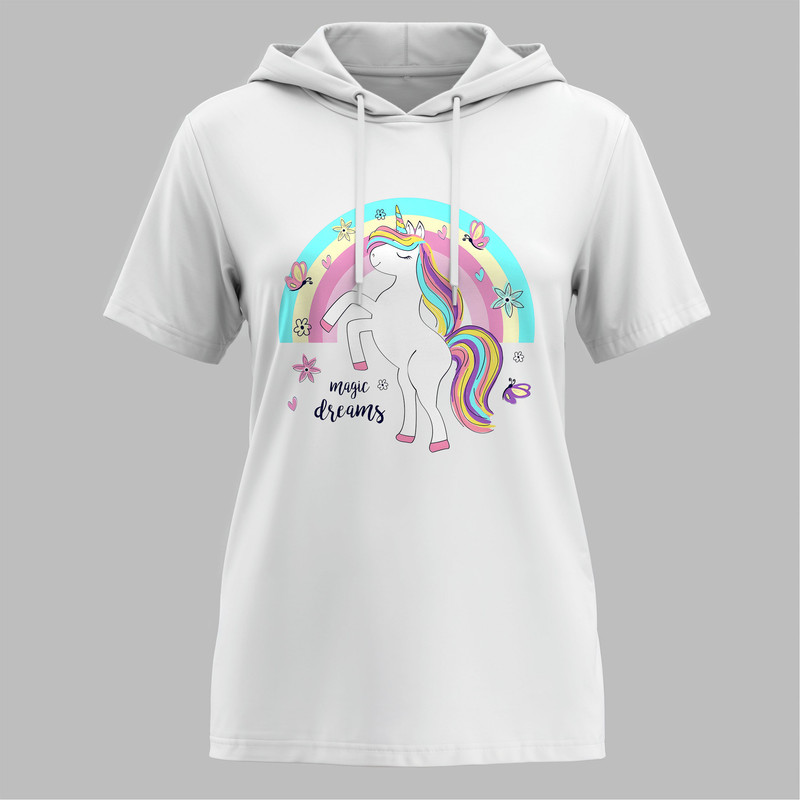 تی شرت کلاه دار آستین کوتاه زنانه مدل 14040225b