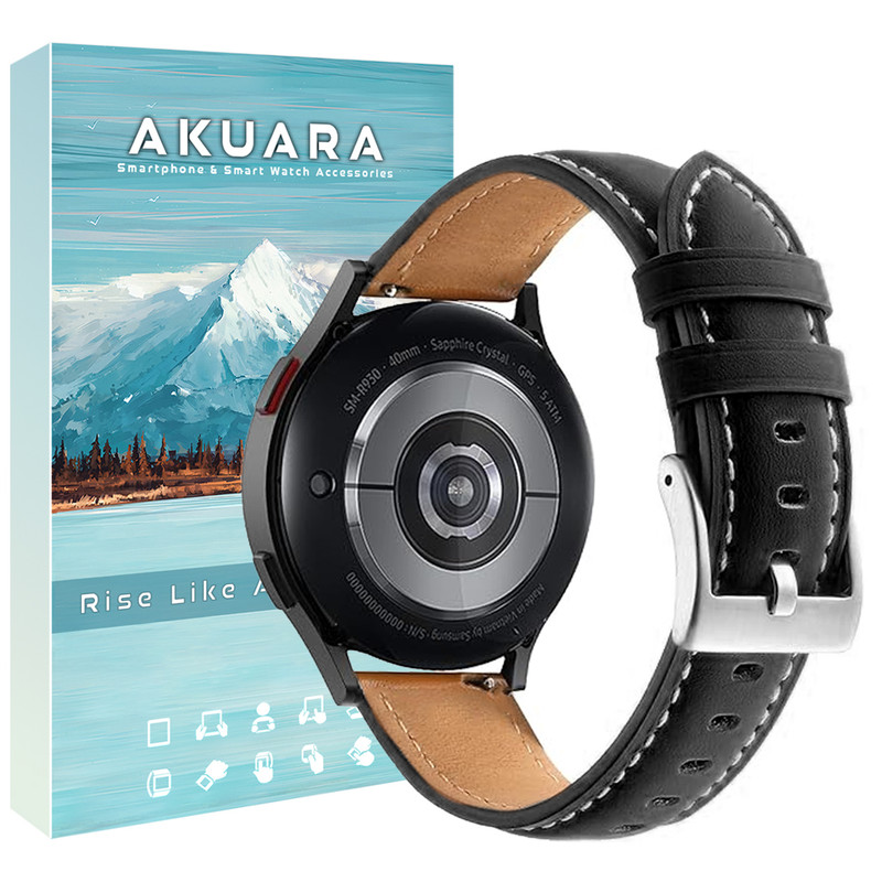 بند آکوآرا مدل Simp Leather مناسب برای ساعت هوشمند سامسونگ Galaxy Watch 4/5/6/7/FE سایز 40/43/44/46/47 میلی متری