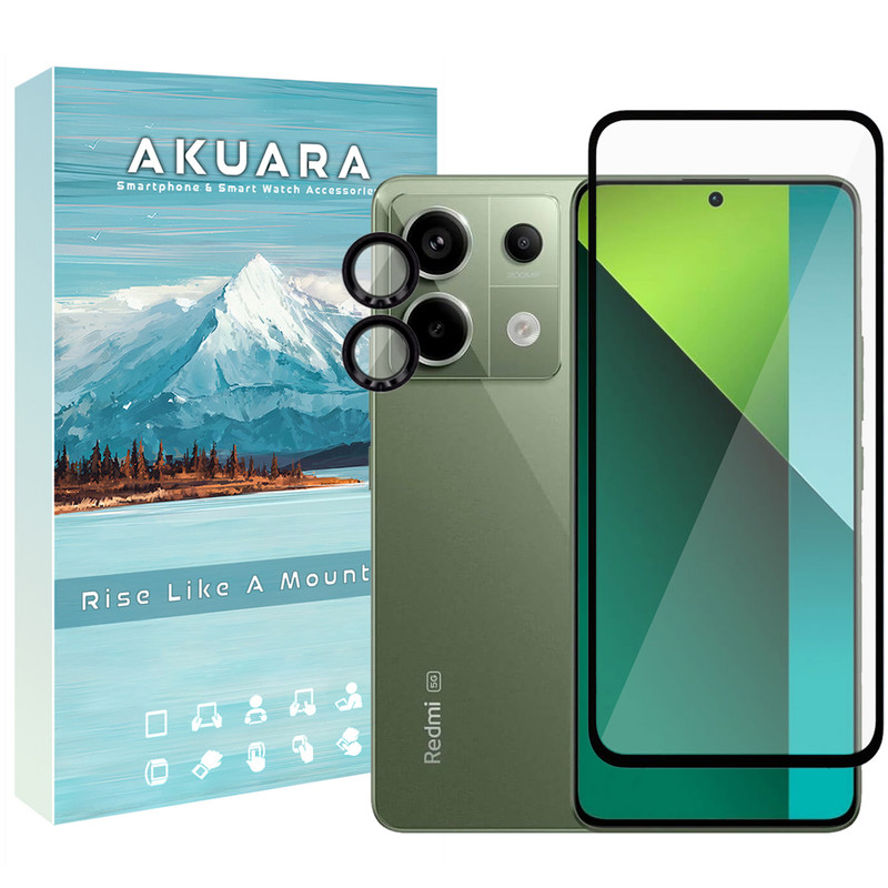 محافظ صفحه نمایش آکوآرا مدل Full-ring مناسب برای گوشی موبایل شیائومی Redmi Note 13 Pro 5G به همراه محافظ لنز دوربین