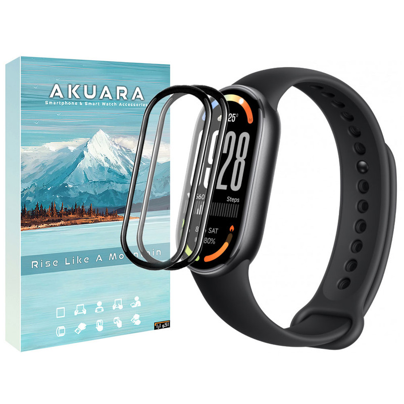 محافظ صفحه نمایش آکوآرا مدل PMMA مناسب برای ساعت هوشمند شیائومی Mi Band 10 بسته دو عددی