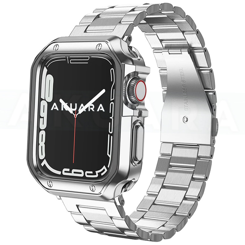 بند آکوآرا مدل 3BDLX مناسب برای اپل واچ 42/44/45 میلی متری سری SE/1/2/3/4/5/6/7/8/9 به همراه کاور