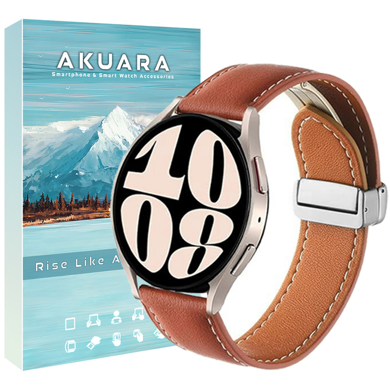  بند آکوآرا مدل Leathery Magnet مناسب برای ساعت هوشمند سامسونگ Watch 3 size 41mm / Galaxy Watch 4 40mm / watch 4 42mm / watch 4 44mm / watch 4 46mm