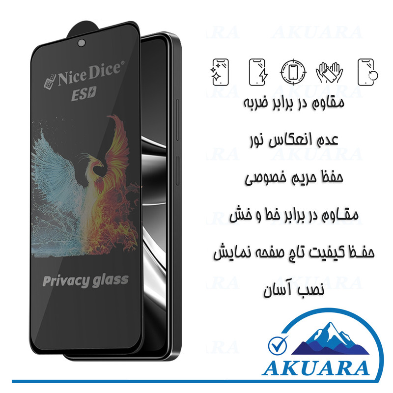 محافظ صفحه نمایش حریم شخصی آکوآرا مدل AKU npv3 مناسب برای گوشی موبایل شیائومی Redmi Note 9S/9 Pro / Note 9 Pro Max / Note 10 Pro Max / Note 11 Pro / mi 11T / Mi 10T Lite / Poco X3 / Poco X3 Pro / Poco X3 NFC / Poco X4 Pro مجموعه سه عددی