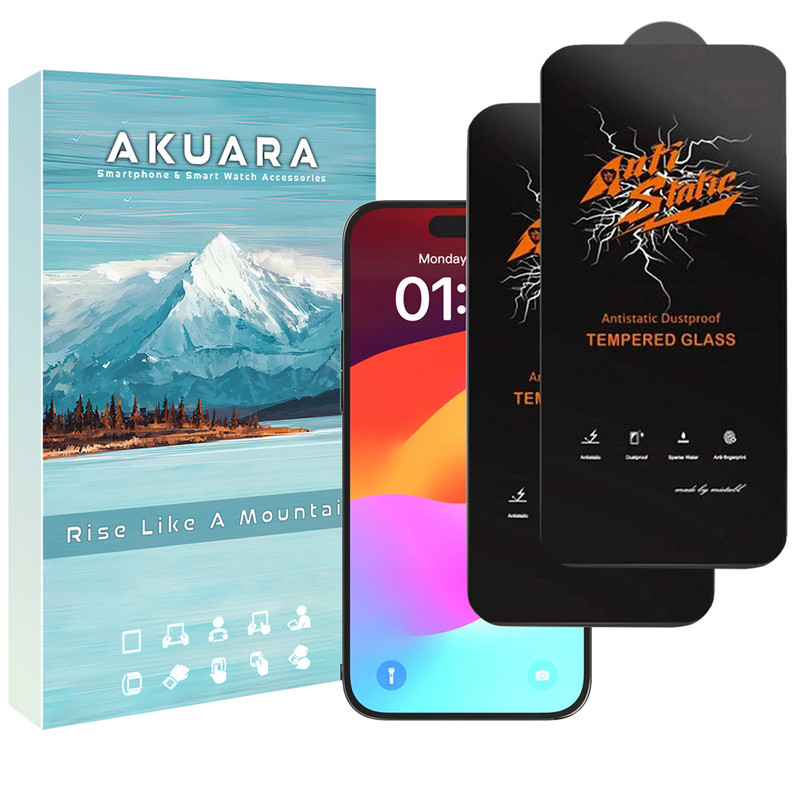 محافظ صفحه نمایش آکوآرا مدل Antistatic AKU مناسب برای گوشی موبایل اپل Iphone 15 مجموعه دو عددی