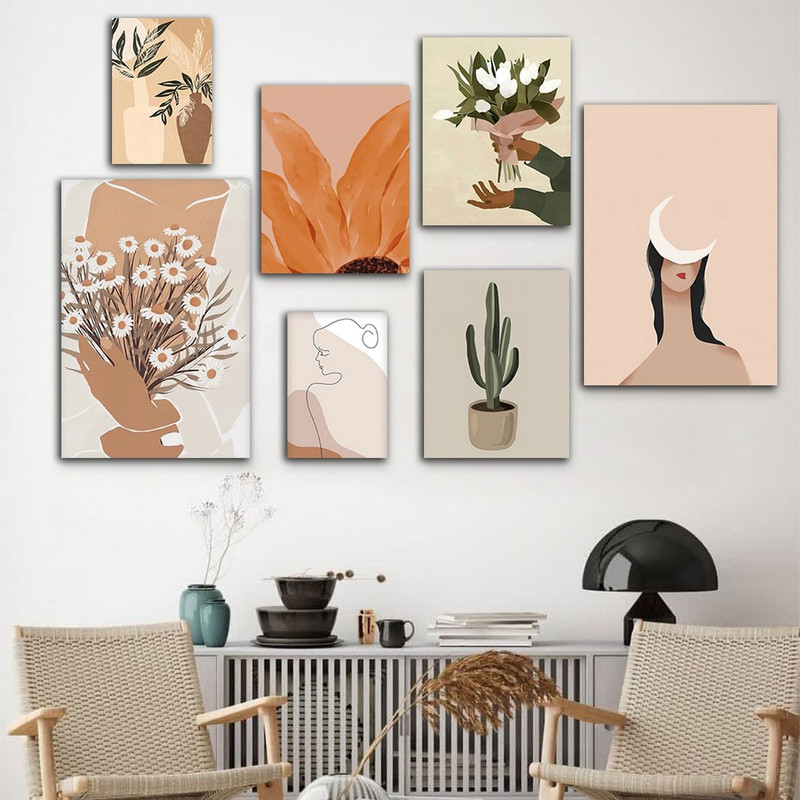 تابلو شاسی بکلیت طرح نقاشی آبرنگ طبیعت و گل مدل SH-692 مجموعه 7 عددی