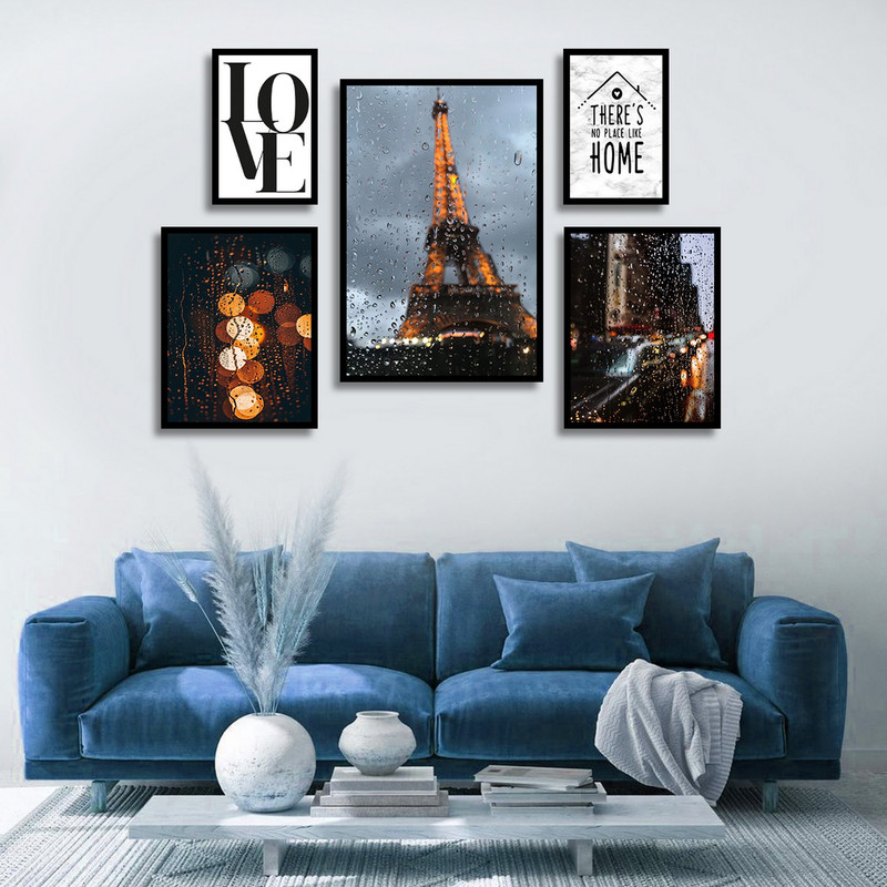 تابلو بکلیت طرح منظره شهر و برج ایفل مدل B-1631 مجموعه 5 عددی