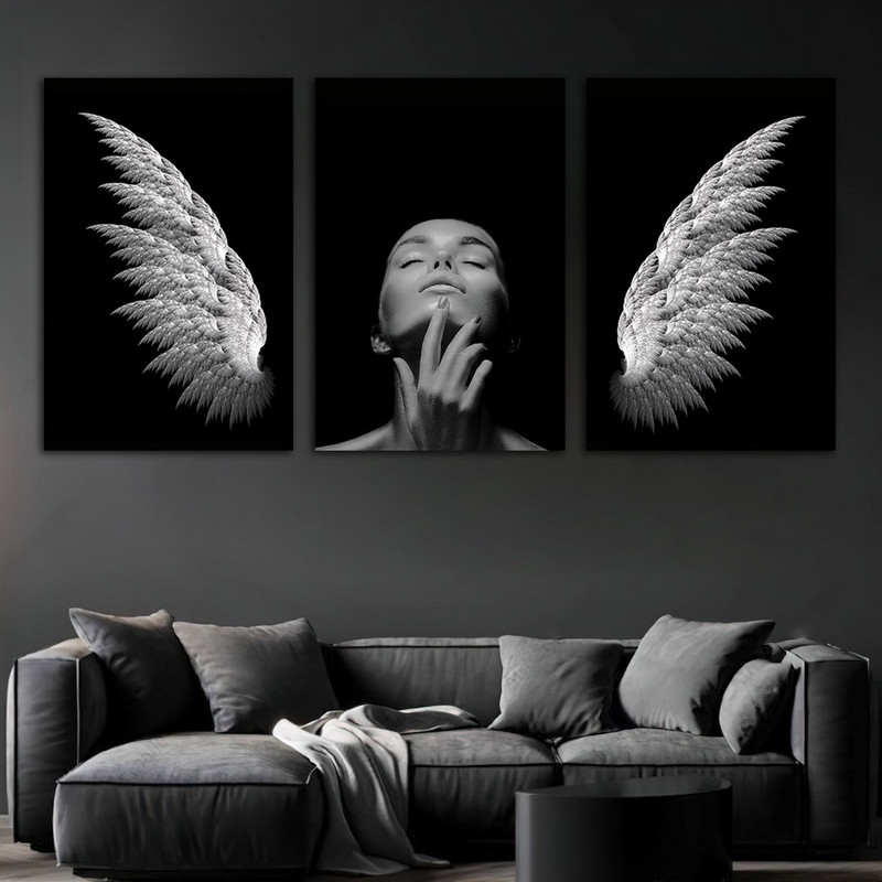 تابلو شاسی بکلیت طرح بال پرواز و فرشته مدل SH-796 مجموعه 3 عددی