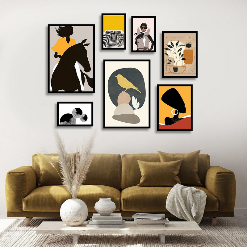 تابلو بکلیت طرح نقاشی سبک مینیمال مدل B-1498 مجموعه 7 عددی