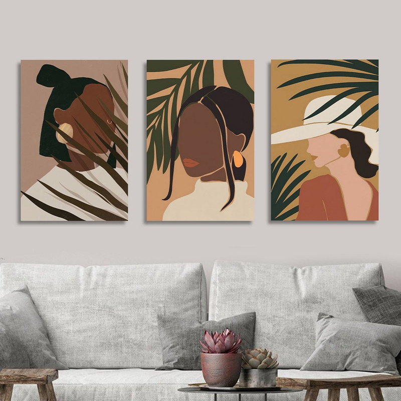 تابلو شاسی بکلیت طرح دکوری مدرن سبک مینیمال آرت مدل SH-1492 مجموعه 3 عددی