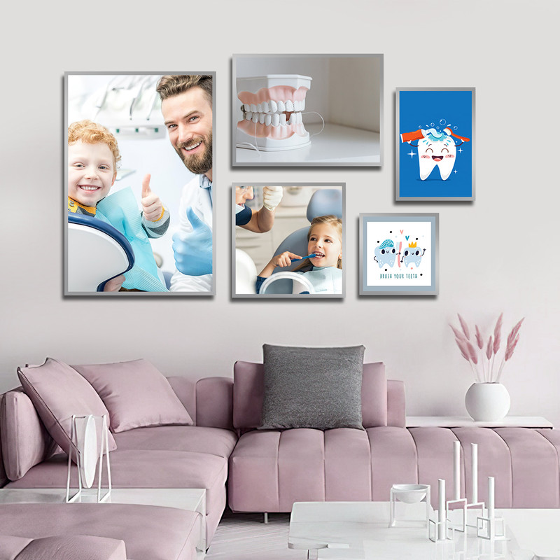 تابلو بکلیت طرح بهداشت دندان و دندانپزشکی مدل SI-1567 مجموعه 5 عددی