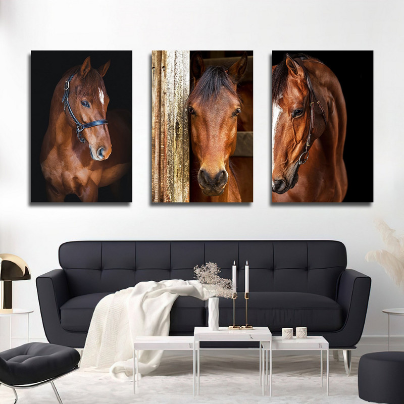 تابلو شاسی بکلیت طرح مدرن اسب قهوه ای مدل SH-1786 مجموعه 3 عددی