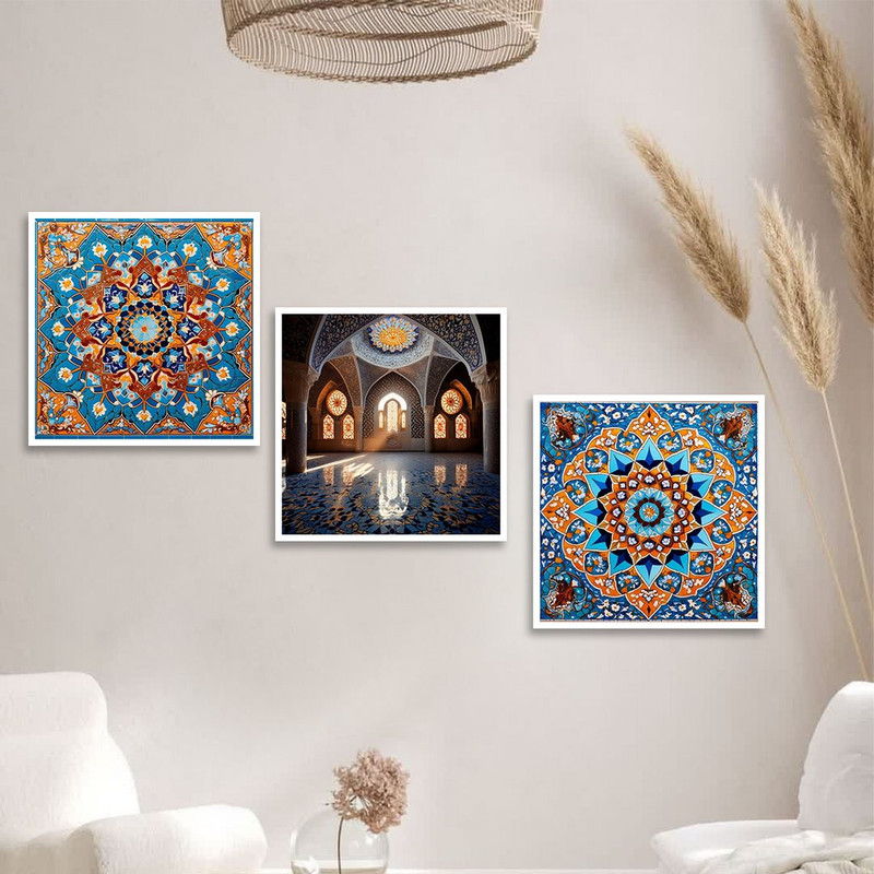 تابلو بکلیت طرح مسجد و معماری سنتی ایرانی مدل W-1250 مجموعه 3 عددی