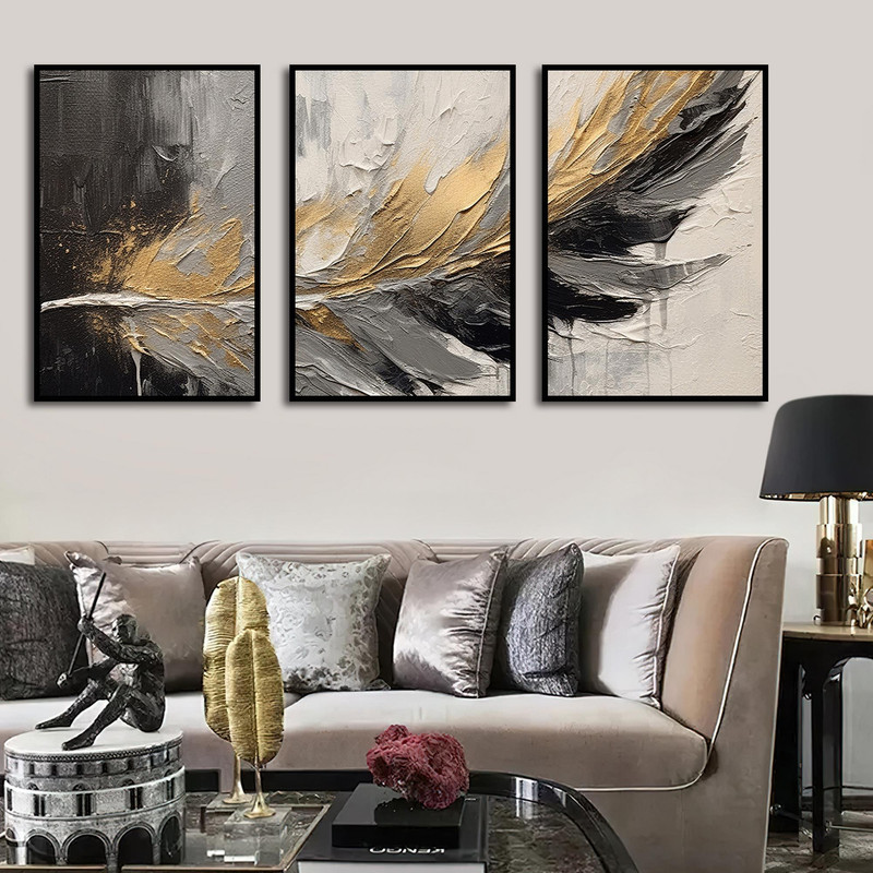 تابلو بکلیت طرح نقاشی مدرن رنگ روغن پر مدل B-1605 مجموعه 3 عددی