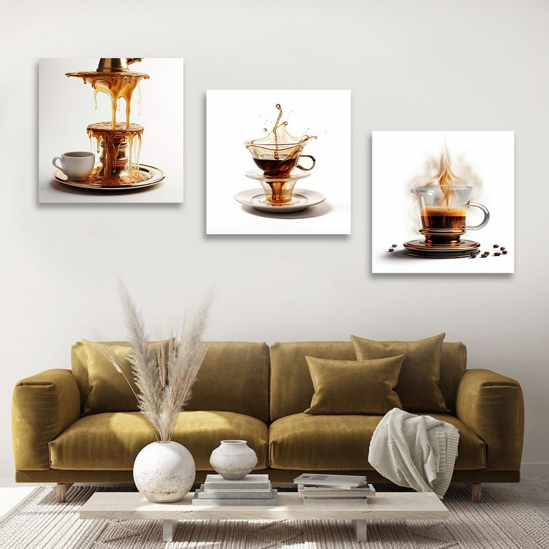 تابلو شاسی بکلیت طرح دکوراتیو قهوه و کافی شاپ مدل SH-1326 مجموعه 3 عددی
