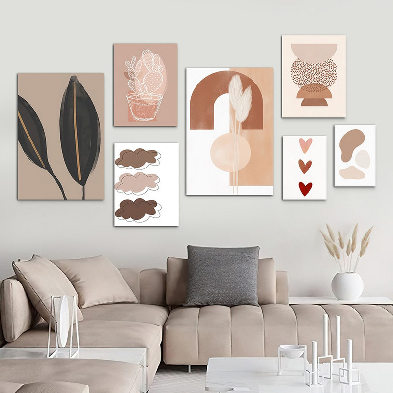 تابلو شاسی بکلیت طرح نقاشی مینیمال مدل SH-1090 مجموعه 7 عددی