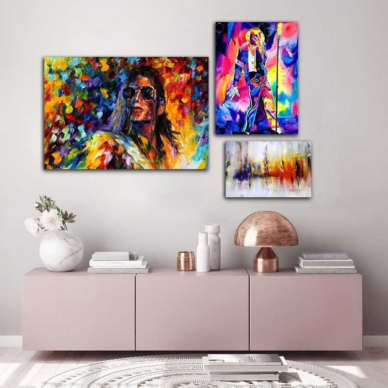 تابلو شاسی بکلیت طرح خواننده و نقاشی اکپرسیونیسم مدل SH-786 مجموعه 3 عددی