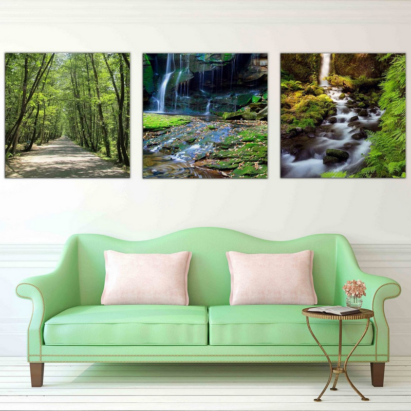 تابلو شاسی بکلیت طرح طبیعت جنگل و آبشار مدل SH-450 مجموعه 3 عددی