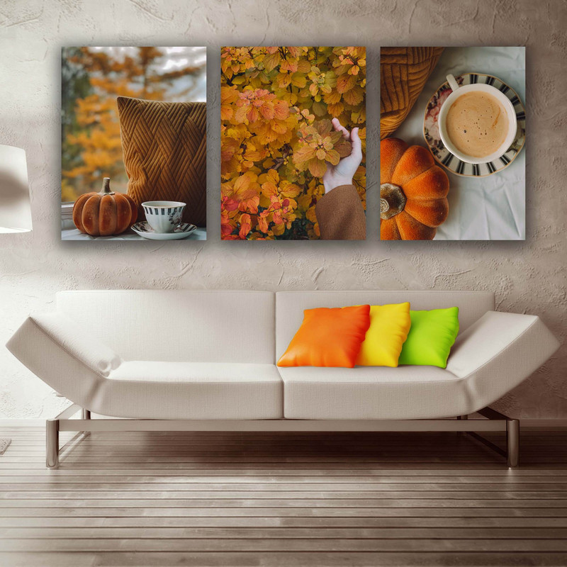 تابلو شاسی بکلیت طرح دکوری مدرن پاییز ی مدل SH-1510 مجموعه 3 عددی