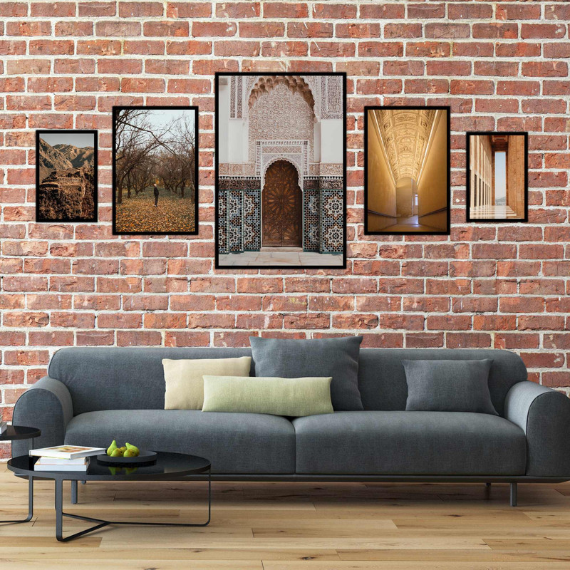 تابلو بکلیت طرح دکوراتیو بنای تاریخی اسلامی و طبیعت مدل B-598 مجموعه 5 عددی 