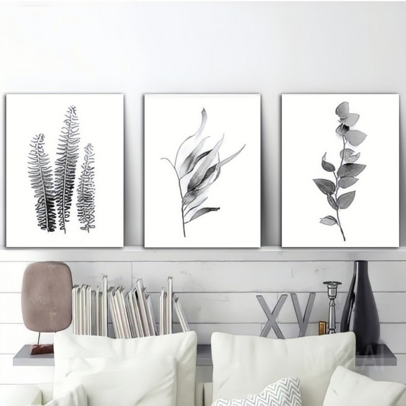 تابلو شاسی بکلیت طرح نقاشی مینیمال برگ مدل SH-683 مجموعه 3 عددی