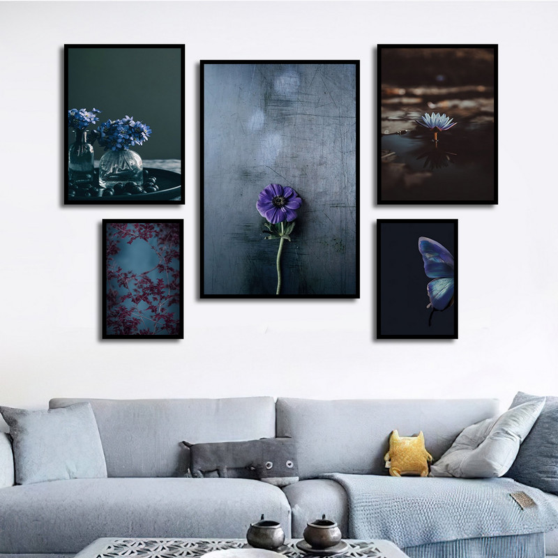 تابلو بکلیت طرح مدرن طبیعت و پروانه مدل B-1694 مجموعه 5 عددی