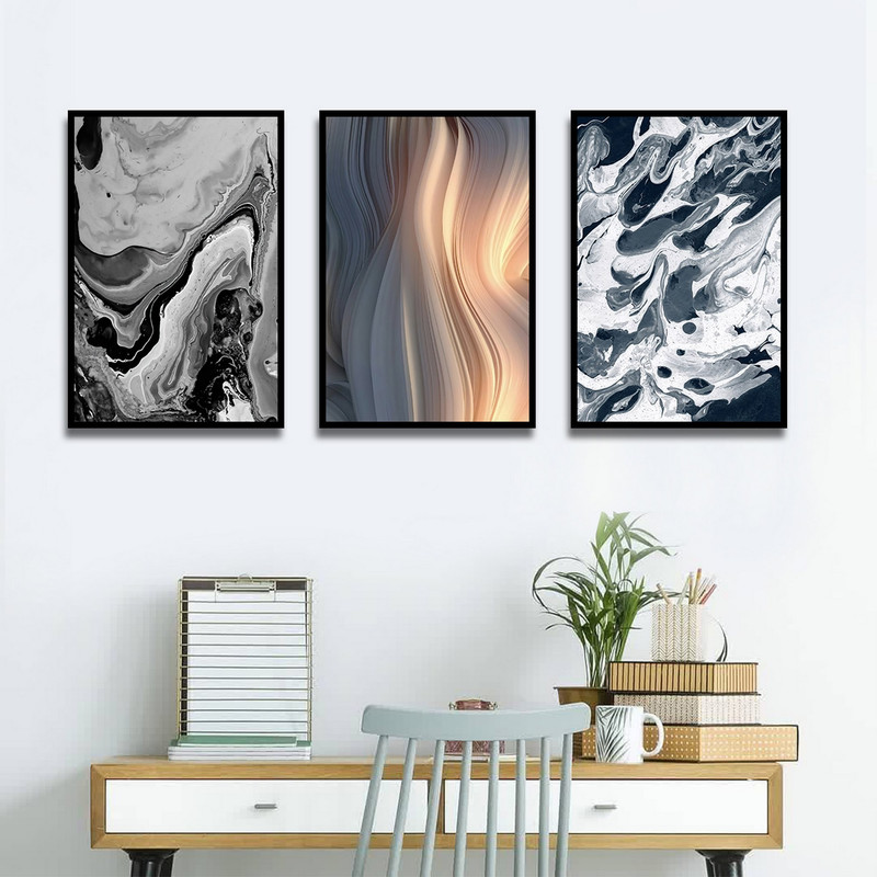 تابلو بکلیت طرح نقاشی مدرن ابرو باد  مدل B-1724 مجموعه 3 عددی