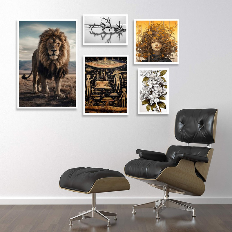 تابلو بکلیت طرح نقاشی مدرن مدل W-1203 مجموعه 5 عددی