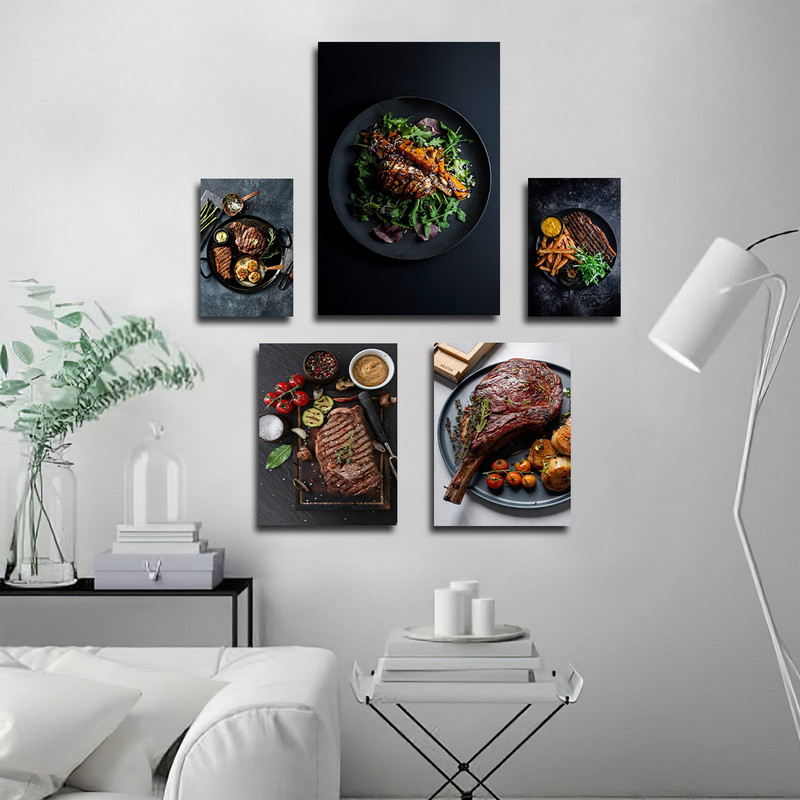 تابلو شاسی بکلیت طرح رستوران و استیک گوشت مدل SH-1805 مجموعه 5 عددی