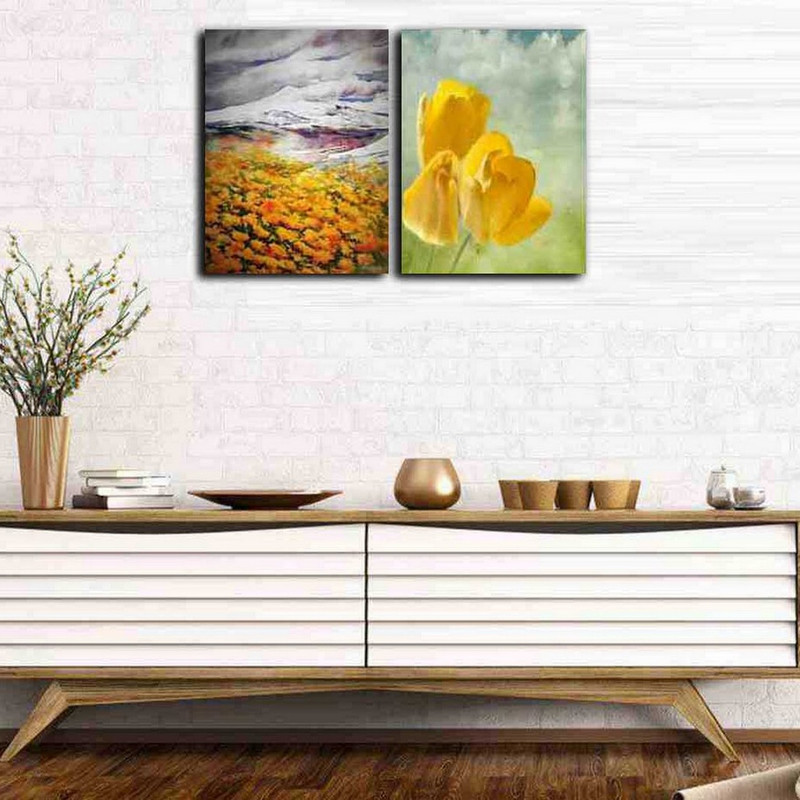 تابلو شاسی بکلیت طرح دکوراتیو گل مدل SH-219 مجموعه 2 عددی