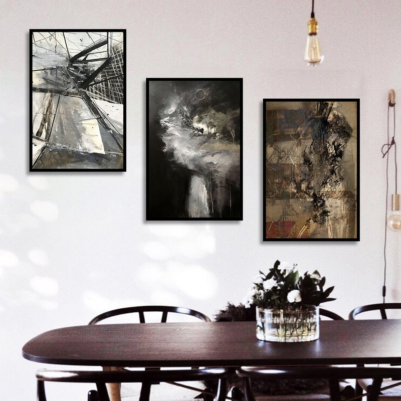 تابلو بکلیت طرح نقاشی دکوری مدرن سبک آبستره مدل B-1503 مجموعه 3 عددی
