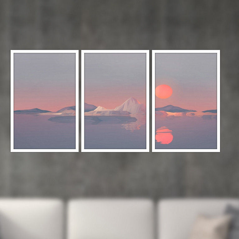 تابلو بکلیت طرح منظره غروب آفتاب مدل W-S4863 مجموعه 3 عددی