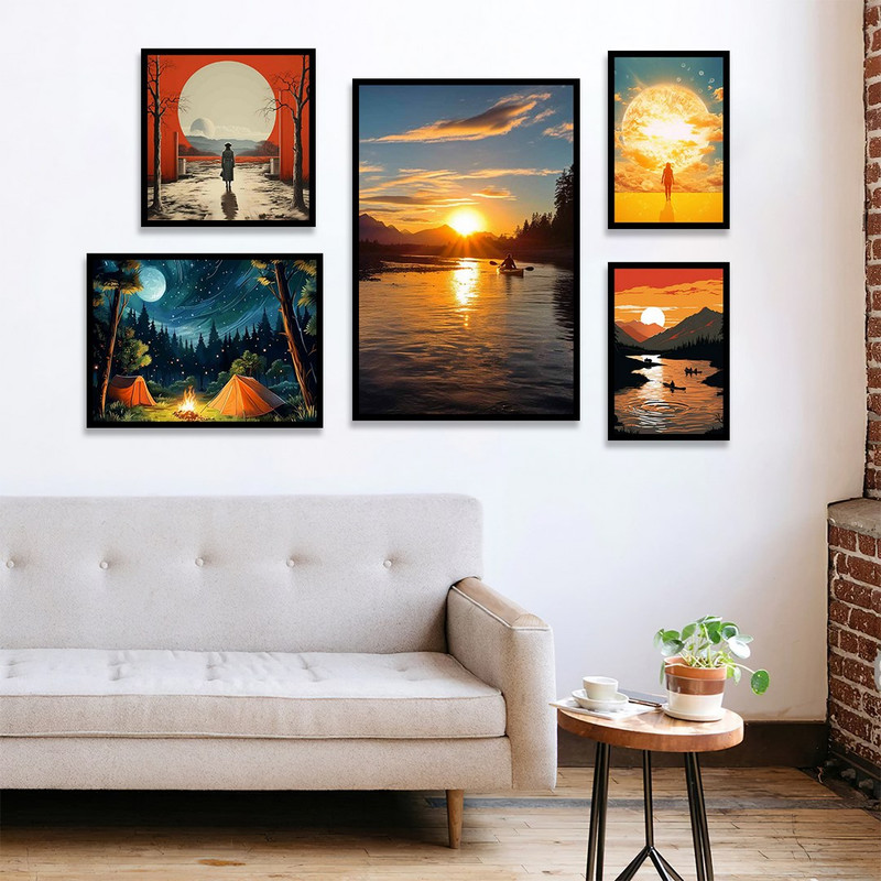 تابلو بکلیت مدل طرح دکوراتیو طلوع خورشید B-1133 مجموعه 5 عددی