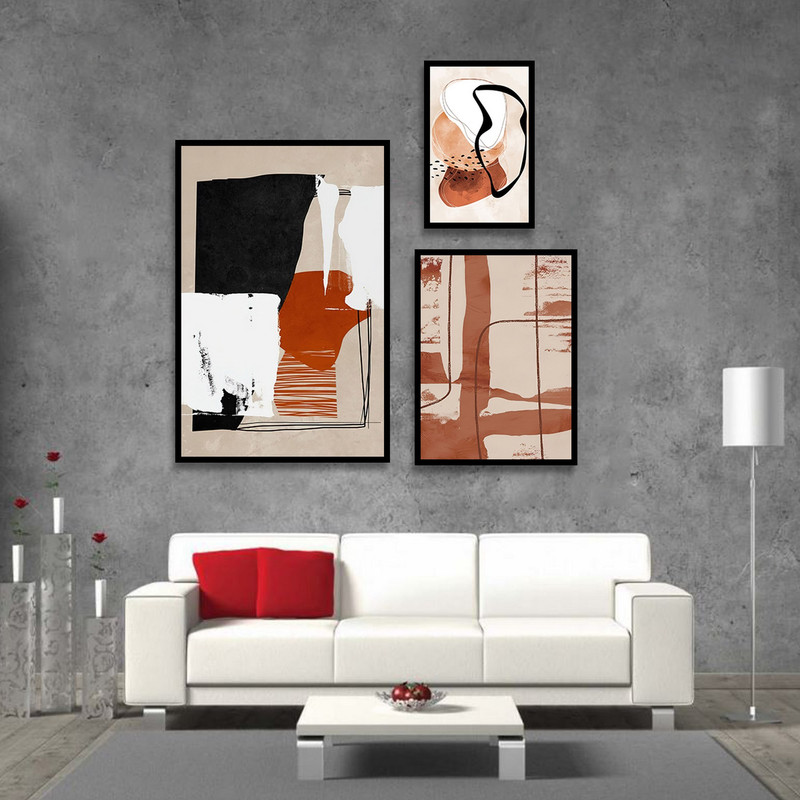 تابلو بکلیت طرح نقاشی مدرن سبک آبستره مدل B-1794 مجموعه 3 عددی