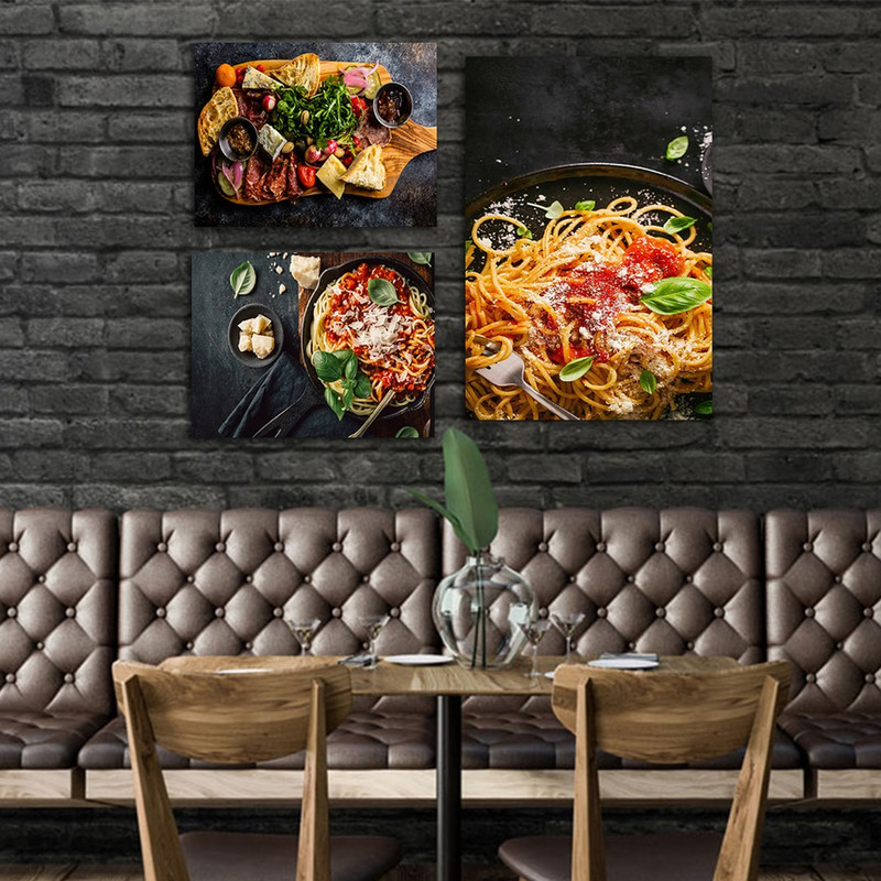 تابلو شاسی بکلیت طرح غذای ایتالیایی اسپاگتی مدل SH-835 مجموعه 3 عددی