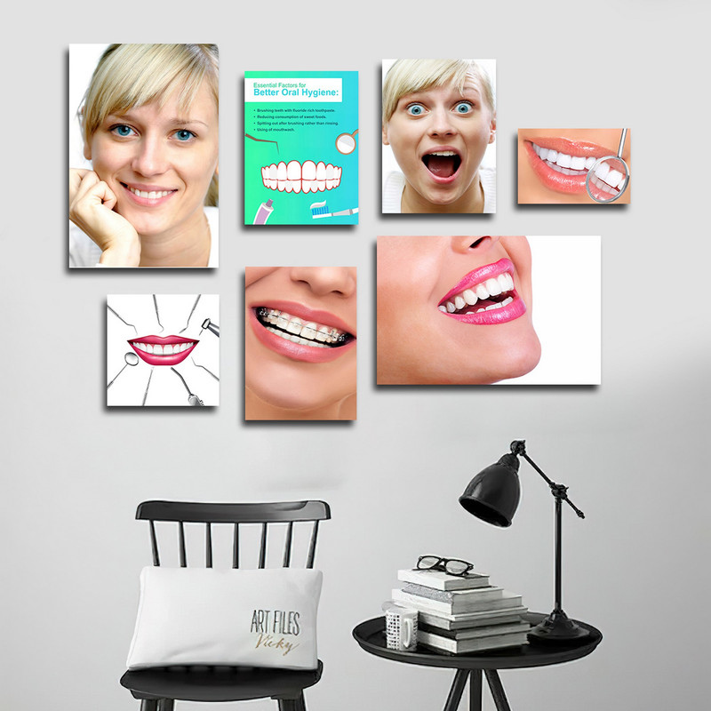 تابلو شاسی بکلیت طرح لبخند و دندانپزشکی مدل SH-1581 مجموعه 7 عددی