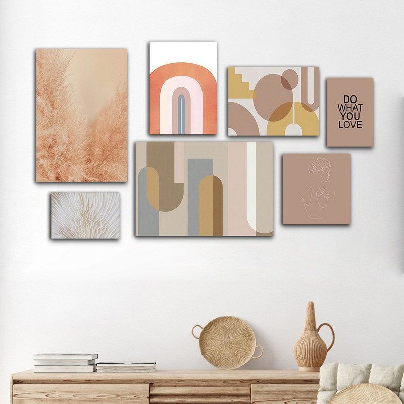 تابلو شاسی بکلیت طرح نقاشی مینیمال سبک نو مدل SH-825 مجموعه 7 عددی