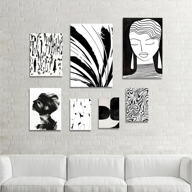 تابلو شاسی بکلیت طرح نقاشی مدرن دخترانه مدل SH-1116  مجموعه 7عددی