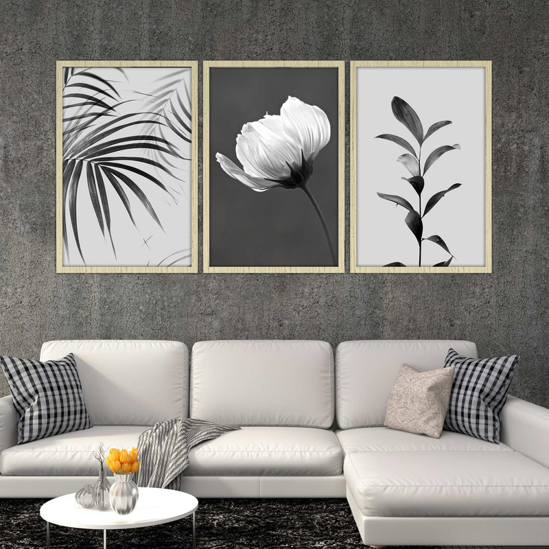 تابلو بکلیت طرح گل و برگ مدل BE-1526 مجموعه 3 عددی