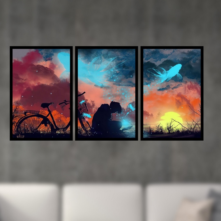 تابلو بکلیت طرح انیمه ژاپنی مدل B-S4964  مجموعه 3 عددی