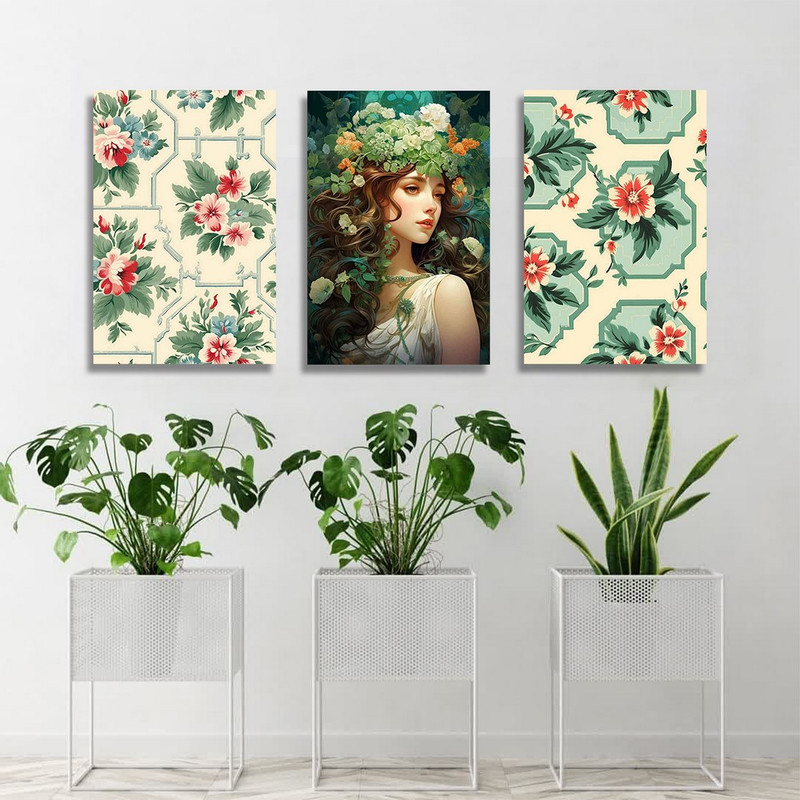 تابلو شاسی بکلیت طرح نقاشی گل رنگی  مدل SH-1191  مجموعه 3 عددی