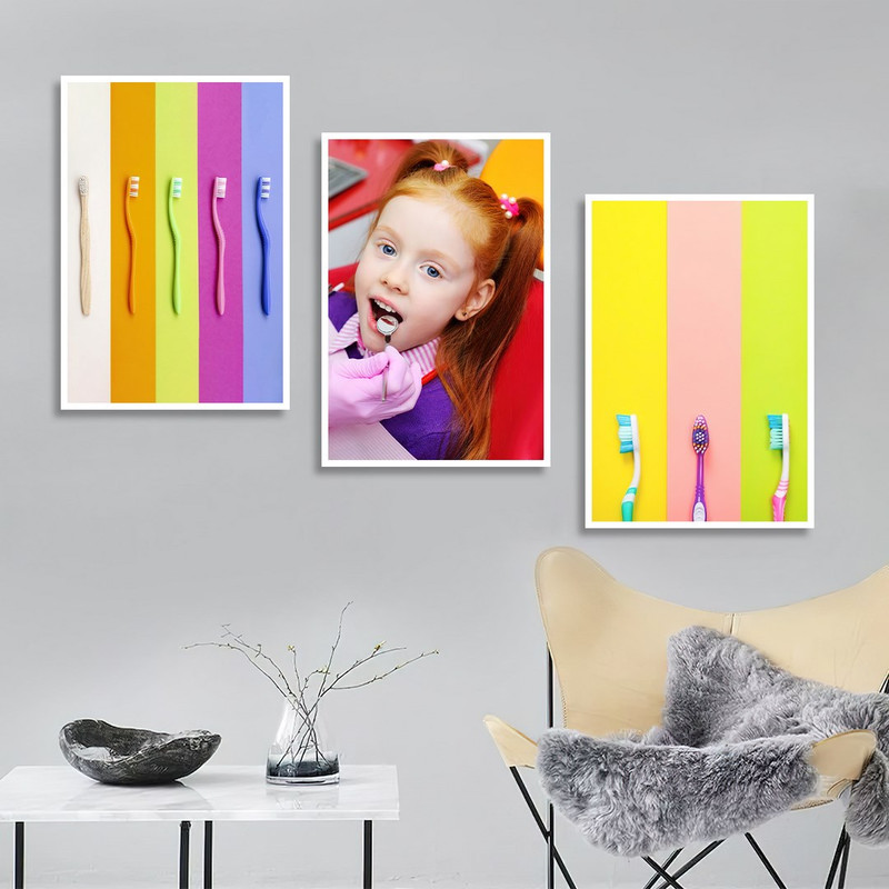 تابلو بکلیت طرح دندانپزشکی و سلامت دهان و دندان مدل W-1336 مجموعه 3 عددی