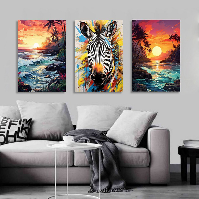 تابلو شاسی بکلیت طرح طلوع و گورخر مدل SH-1175  مجموعه 3 عددی