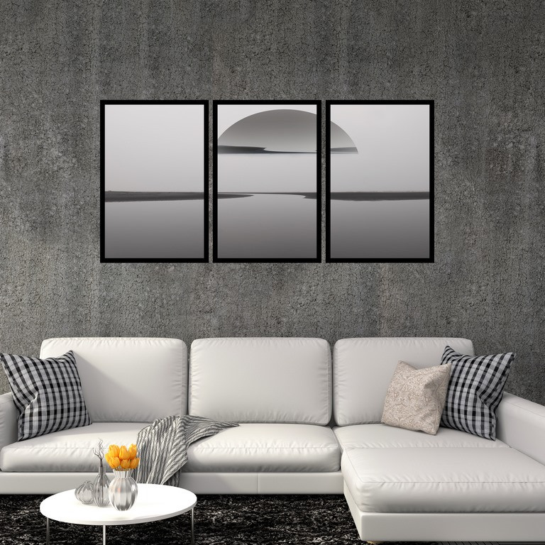 تابلو بکلیت طرح نقاشی مینیمال مدل B-S4830 مجموعه 3 عددی